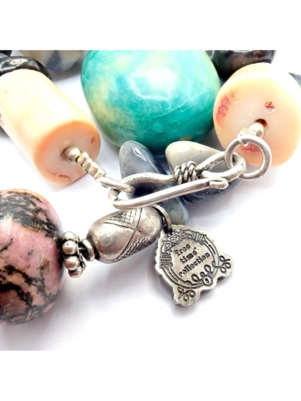 Rare! Mario Buccellati Free Time Silver Large Snake Turtle River Stone Necklace - Picture 10 of 14